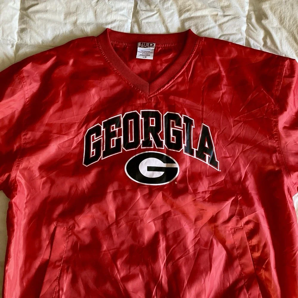 Vtg Red Oak Sportswear Georgia Bulldogs Pullover Windbreaker Jacket Mens L EUC